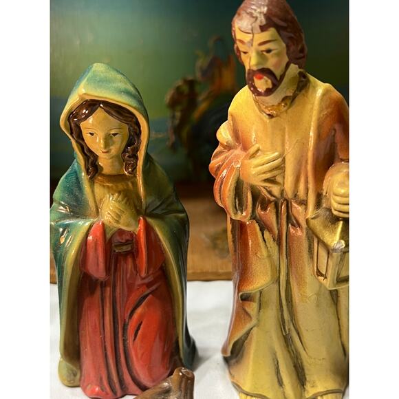 Vintage ITALY Lighted Music Box Nativity Set Silent Night Gorgeous - Picture 7 of 16